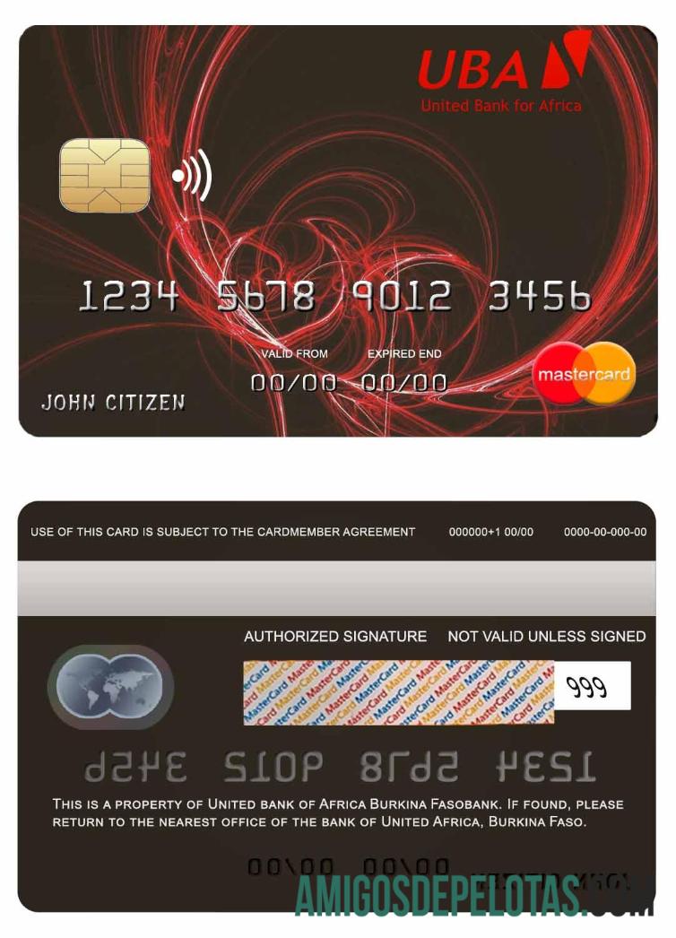 Burkina Faso United Bank África Mastercard modelo